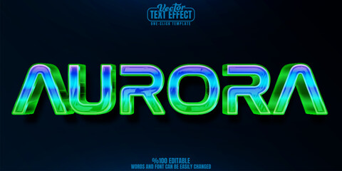 Aurora editable text effect, customizable lights and northern 3d font style