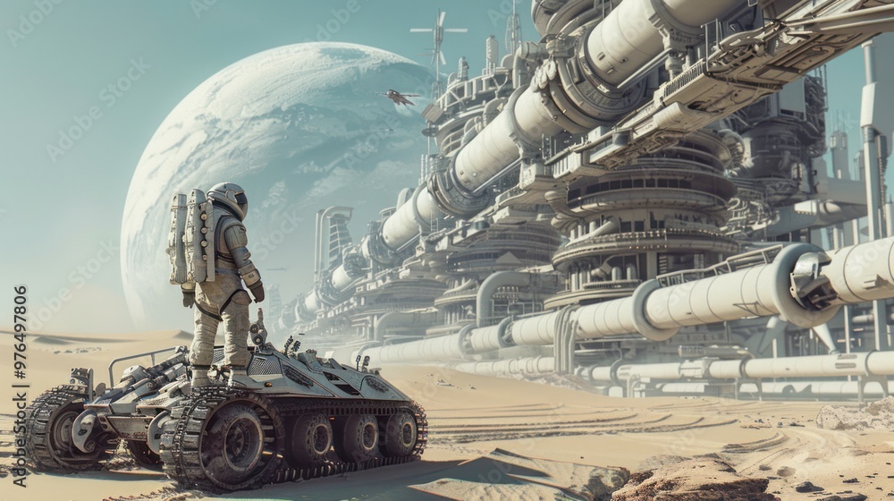 Canvas Prints Astronaut in a futuristic desert