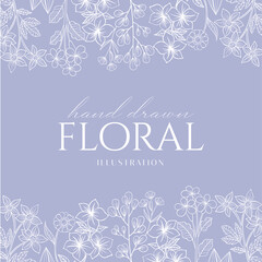 Obraz premium Elegance Wedding drawn mono-line floral botanical flower pattern background design