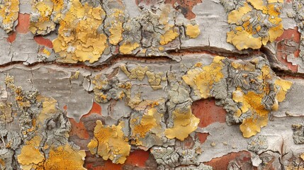 Yellow Lichen on Tree Bark