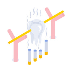 Damage teeth icon in isometric style

