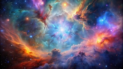 Naklejka premium A beautiful and colorful nebula in deep space , galaxy, stars, universe, interstellar, astronomy, cosmic