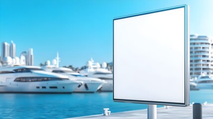 Blank Billboard Ad by Marina, Luxury Yacht Background