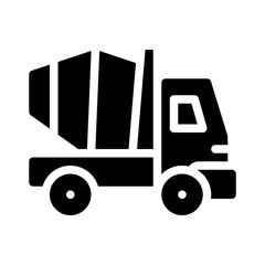 concrete mixer truck glyph icon