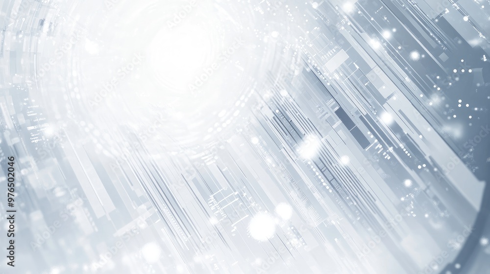 Poster sleek grey and white abstract tech background with digital interface patterns, perfect for high-tech