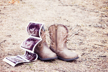 Baby announcement cowboy boots