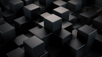 Abstract background of black cubes in a random pattern.