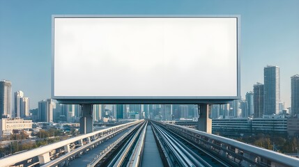 Blank Billboard Cityscape Urban Sky Train