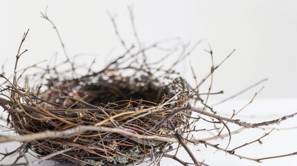 Empty Bird Nest Made of Twigs