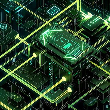 Cyberpunk futuristic tunnel with human figure and binary code.