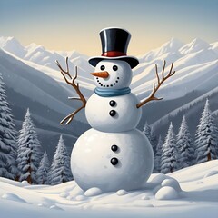 Obraz premium snowman in the snow
