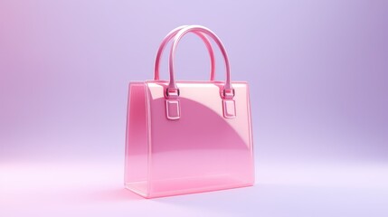 Pink handbag with shiny glossy surface.