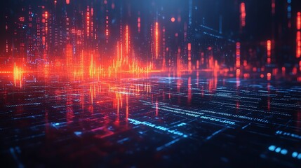 Obraz premium Abstract digital background with glowing lines and data streams.