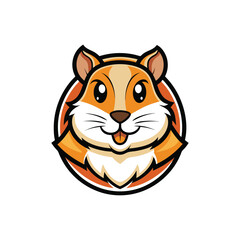 Cute hamster head mascot. Vector illustration isolated on white background.