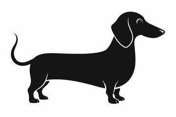 Dachshund dog silhouette, Dachshund icon, Vector black silhouette.