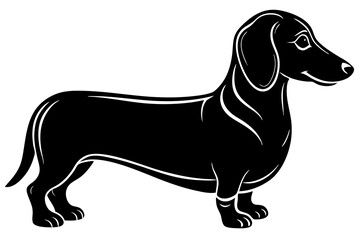 Dachshund dog silhouette, Dachshund icon, Vector black silhouette.