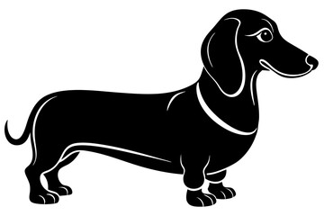 Dachshund dog silhouette, Dachshund icon, Vector black silhouette.