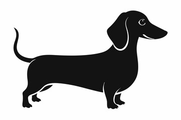 Dachshund dog silhouette, Dachshund icon, Vector black silhouette.