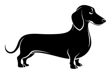 Dachshund dog silhouette, Dachshund icon, Vector black silhouette.
