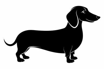 Dachshund dog silhouette, Dachshund icon, Vector black silhouette.