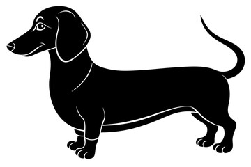 Dachshund dog silhouette, Dachshund icon, Vector black silhouette.