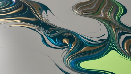 Abstract Swirling Liquid Marble Pattern in Blue, Gold, and Green