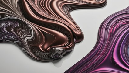 Abstract Swirls of Purple, Brown, and White Paint