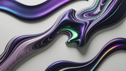 Abstract Liquid Swirls in Metallic Purple, Blue and Green
