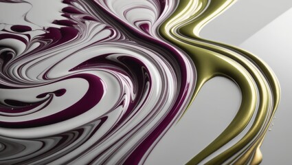 Abstract Swirling Paint Background, Gold, White, and Purple