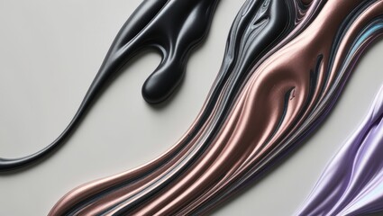 Abstract Metallic Slime Swirls, Black, Copper, Teal, Purple