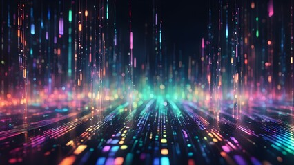 Obraz premium Abstract digital background with glowing lines and particles.