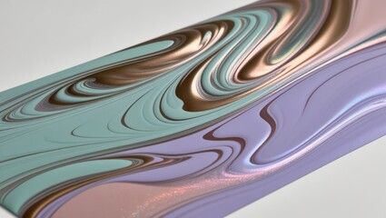 Abstract marbling art with blue, green, and gold paint swirls