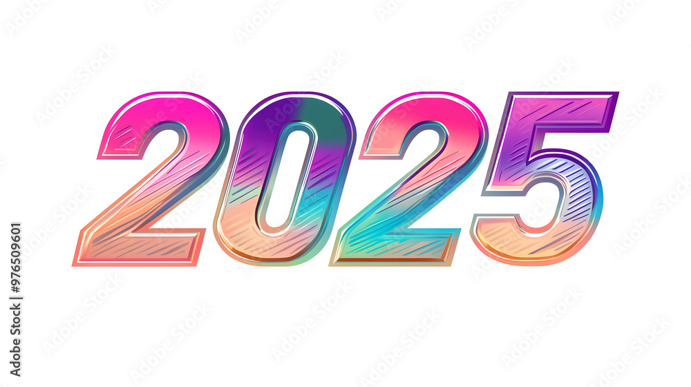 Poster a retro-style 2025 with a vintage font and color scheme reminiscent of the '80s