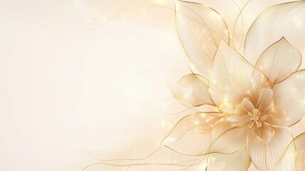 Golden Floral Background with Copy Space for Design  Wedding  and Celebration Invitations