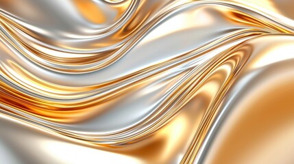 Abstract Gold and Silver Swirls Background