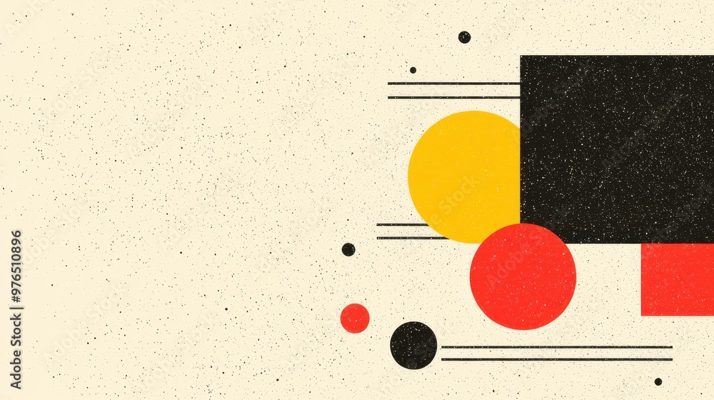 Poster abstract geometric shapes background with yellow red and black circles and square