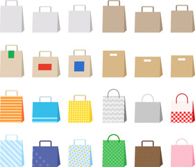 Vector set of paper shopping bag illustrations with various designs
