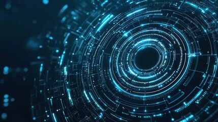 Futuristic Abstract Technology Background with Blue Glowing Lines and Circles