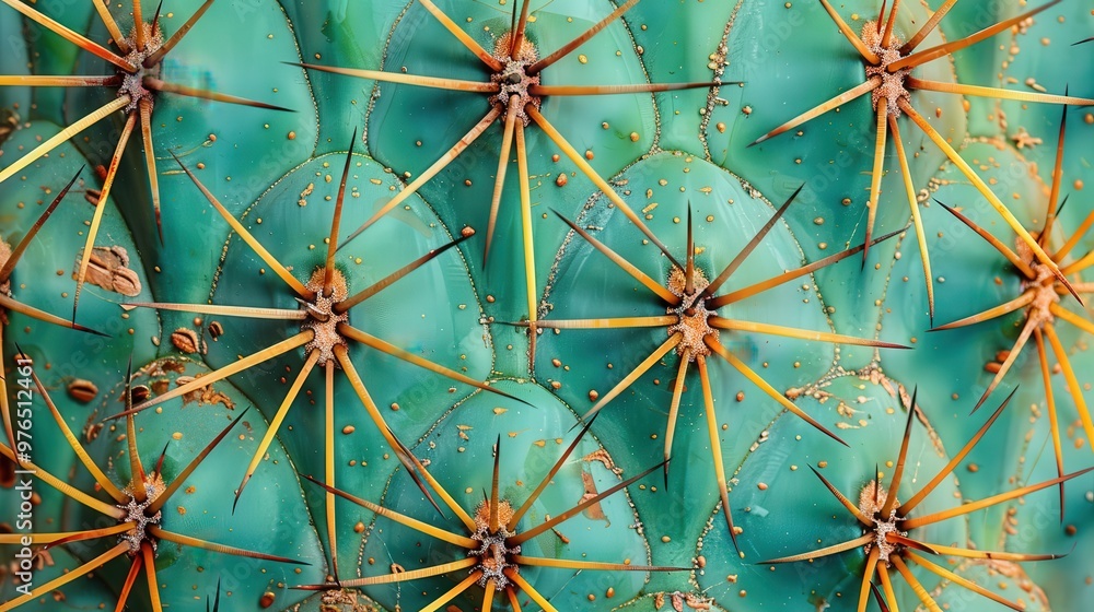 Poster close-up of a cactus with sharp spines