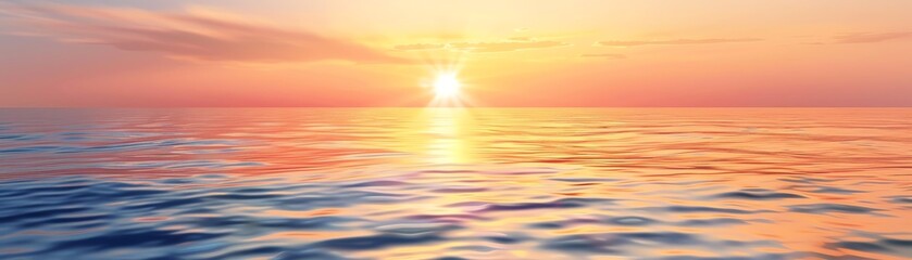 Sunset reflecting on calm sea, isolated on white background, highresolution, summer evening concept, warm and serene, detailed and vibrant colors