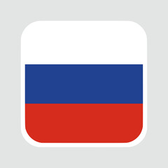 russia flag square flat vector with rounded corners and white border, vector illustration