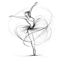 Graceful Ballerina Dancer in Flowing Motion Silhouette
