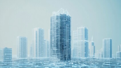 Fototapeta premium Futuristic Cityscape with Digital Buildings