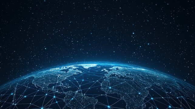 Global Network Connection  Digital Earth  Connected World  Technology  Futuristic Concept