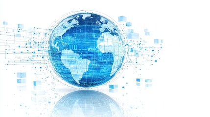 Global Network Connection  Digital Data  World Map  Technology Background