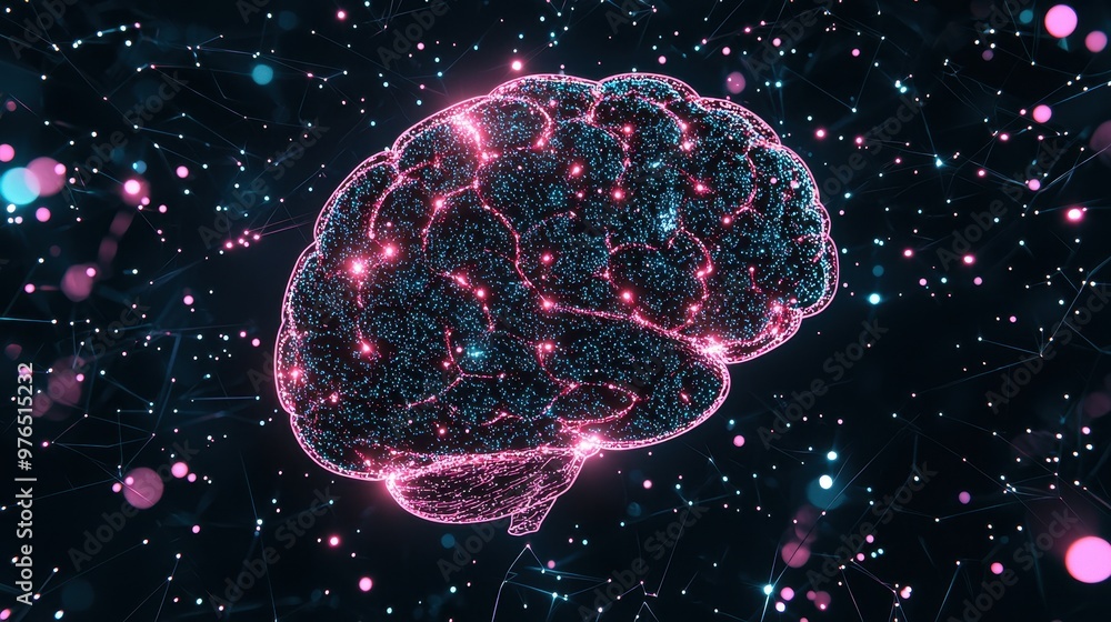 Poster abstract brain network artificial intelligence digital mind technology background