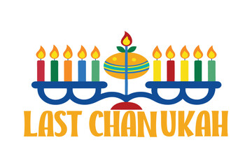 Last Day of Chanukah greeting card with candelabrum and candles