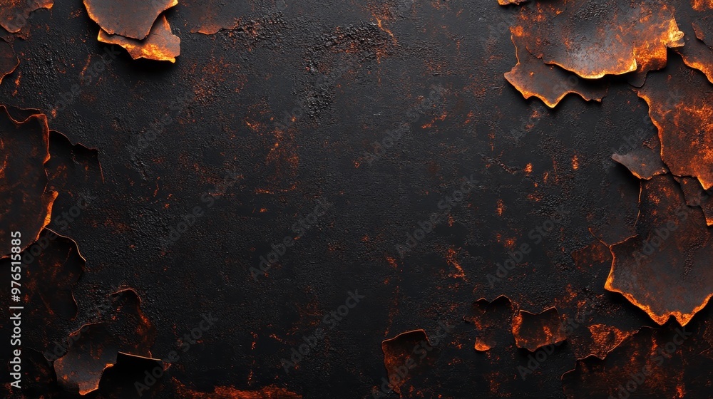 Poster a dark and textured grunge background with peeling paint. this rustic, industrial-style image featur