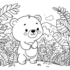 baby bear in the forest coloring book for kids