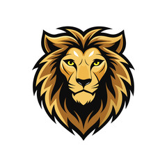 Lion head mascot isolated on white background. Lion head vector icon.
